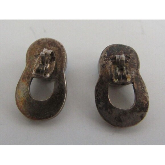 Sterling Silver Earrings Vintage 925 Stamped Mexico Blue Turquoise Stud Dangling - Picture 4 of 4